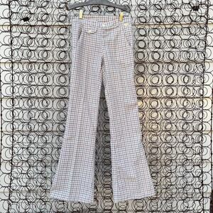 Vintage Mann Deadstock red blue plaid bell flare pants 28x34